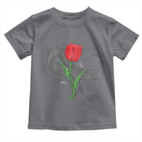Parkinson's Awareness Toddler T Shirt Gray Ribbon Tulips Support Parkinsons Warrior