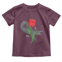 Parkinson's Awareness Toddler T Shirt Gray Ribbon Tulips Support Parkinsons Warrior