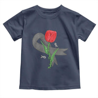 Parkinson's Awareness Toddler T Shirt Gray Ribbon Tulips Support Parkinsons Warrior