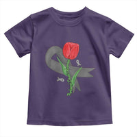 Parkinson's Awareness Toddler T Shirt Gray Ribbon Tulips Support Parkinsons Warrior