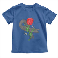 Parkinson's Awareness Toddler T Shirt Gray Ribbon Tulips Support Parkinsons Warrior
