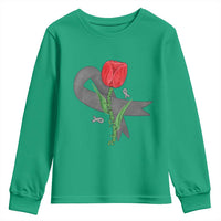 Parkinson's Awareness Youth Sweatshirt Gray Ribbon Tulips Support Parkinsons Warrior
