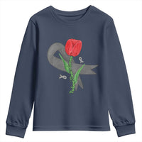 Parkinson's Awareness Youth Sweatshirt Gray Ribbon Tulips Support Parkinsons Warrior