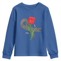 Parkinson's Awareness Youth Sweatshirt Gray Ribbon Tulips Support Parkinsons Warrior