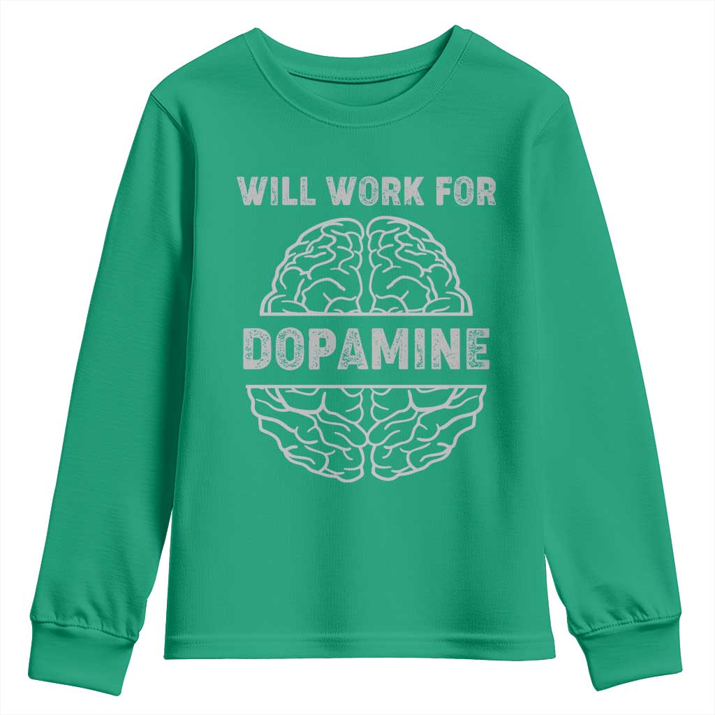 Parkinson's Awareness Youth Sweatshirt Work For Dopamine Parkinsons Warrior Support