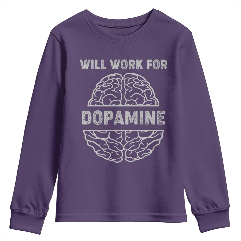 Parkinson's Awareness Youth Sweatshirt Work For Dopamine Parkinsons Warrior Support