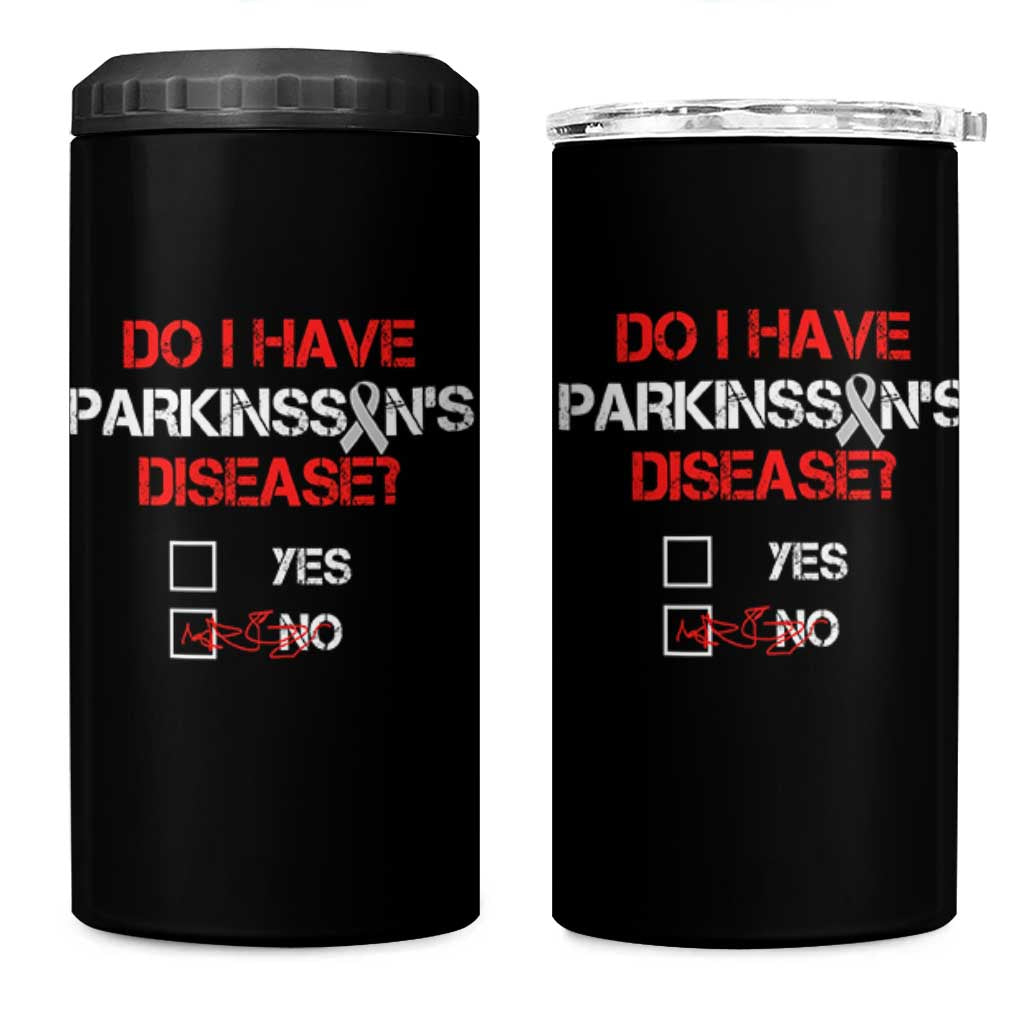 Parkinson's Awareness 4 in 1 Can Cooler Tumbler Yes No Warrior Survivor Support