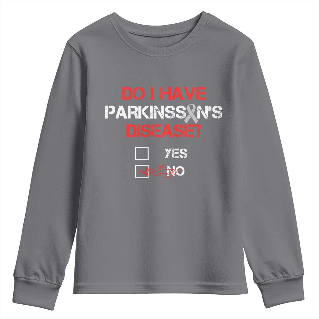 Parkinson's Awareness Youth Sweatshirt Yes No Warrior Survivor Support