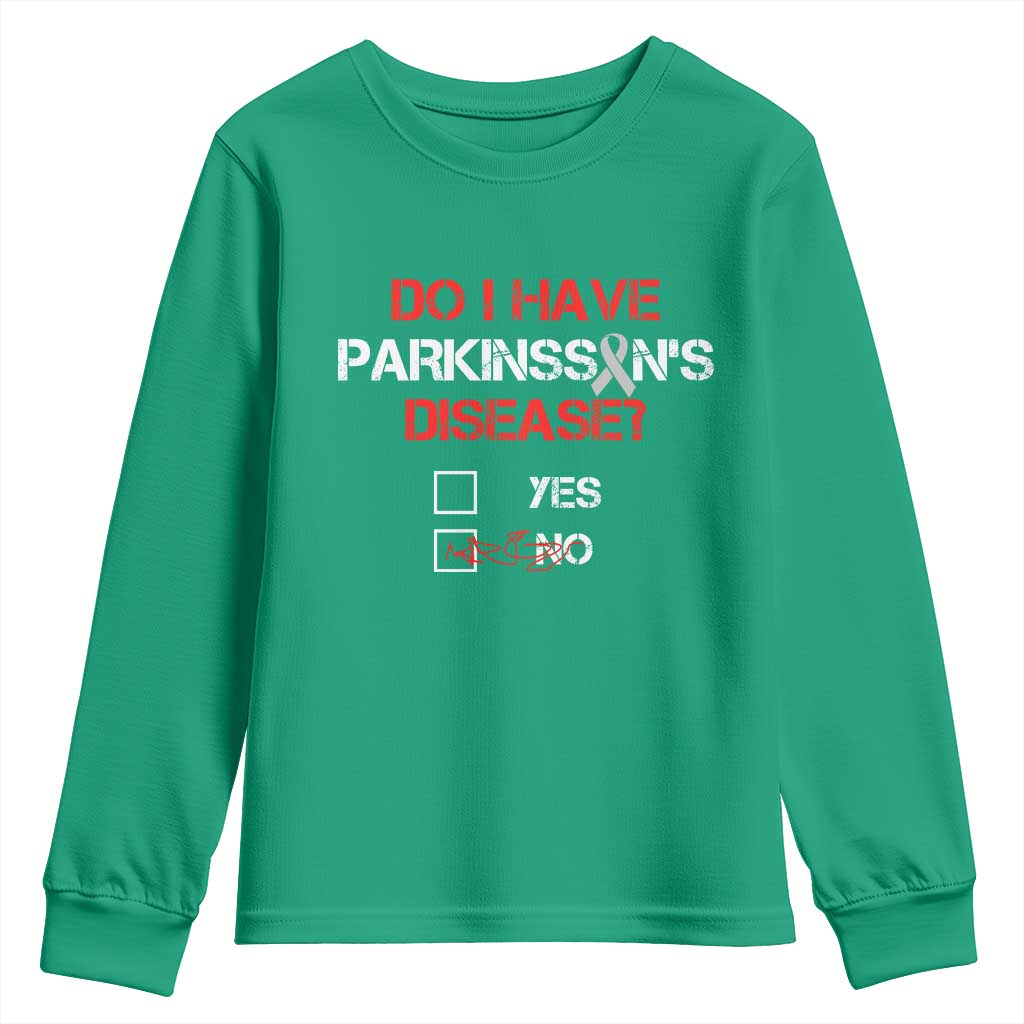 Parkinson's Awareness Youth Sweatshirt Yes No Warrior Survivor Support