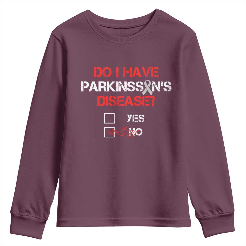 Parkinson's Awareness Youth Sweatshirt Yes No Warrior Survivor Support