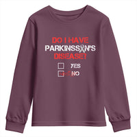Parkinson's Awareness Youth Sweatshirt Yes No Warrior Survivor Support