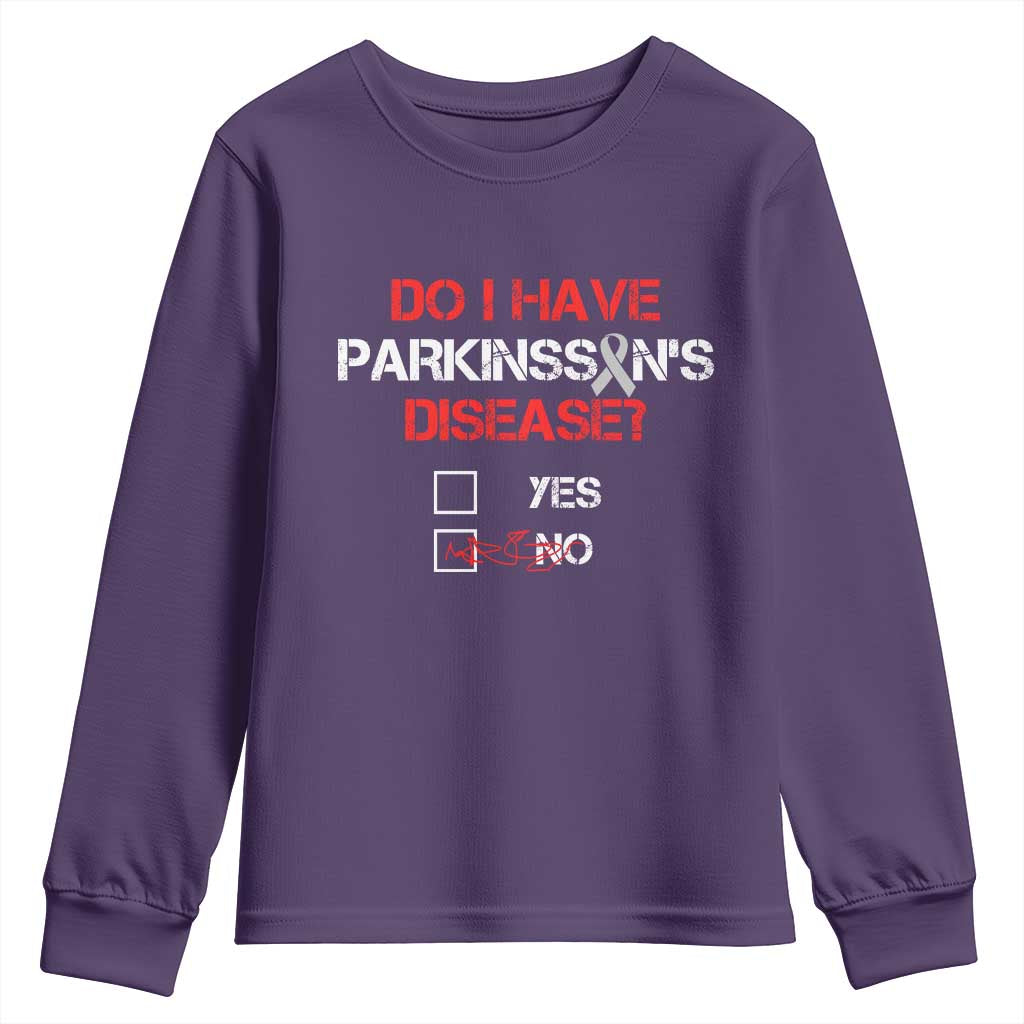 Parkinson's Awareness Youth Sweatshirt Yes No Warrior Survivor Support