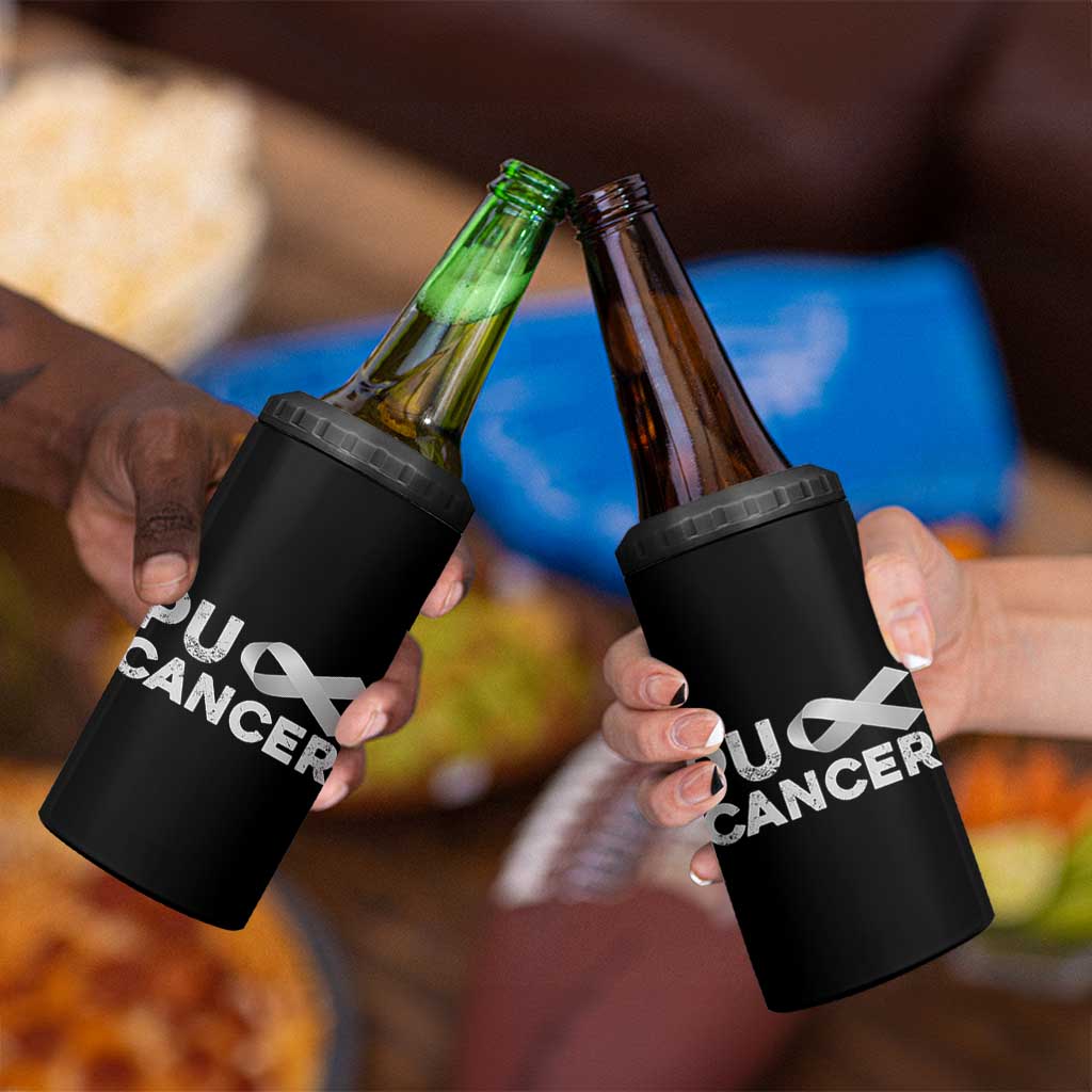 Parkinson's Awareness 4 in 1 Can Cooler Tumbler Puck Farkinsons Parkinson's Silver Gray Ribbon