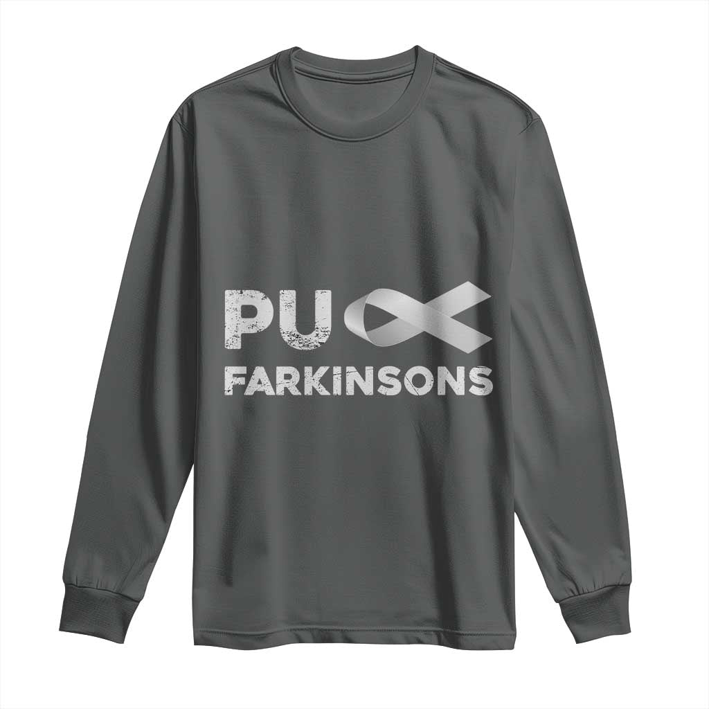 Parkinson's Awareness Long Sleeve Shirt Puck Farkinsons Parkinson's Silver Gray Ribbon