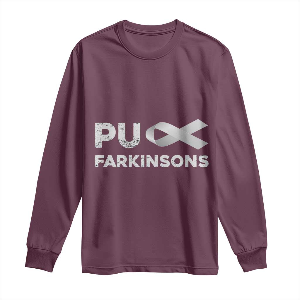 Parkinson's Awareness Long Sleeve Shirt Puck Farkinsons Parkinson's Silver Gray Ribbon