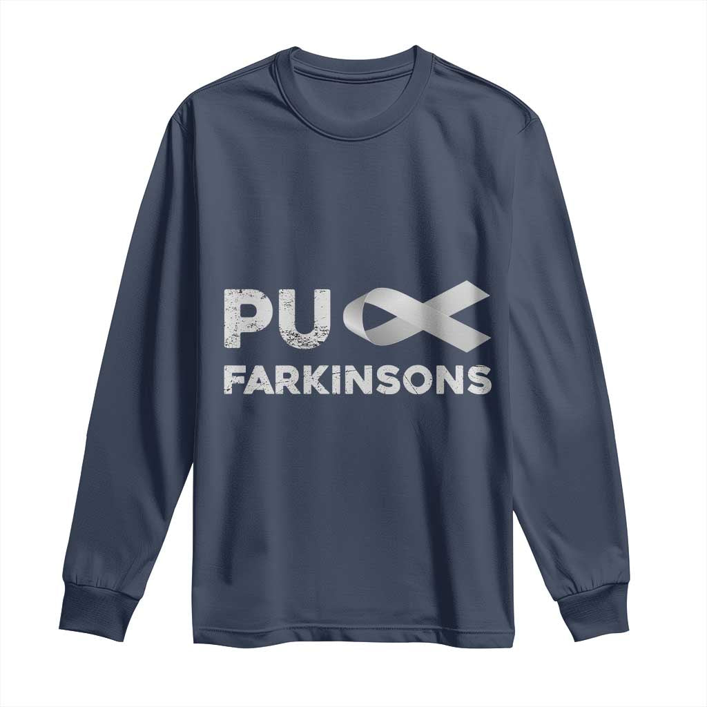 Parkinson's Awareness Long Sleeve Shirt Puck Farkinsons Parkinson's Silver Gray Ribbon