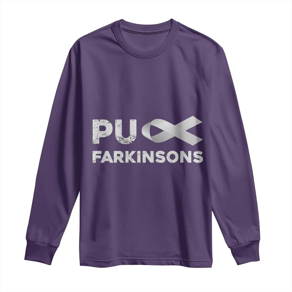 Parkinson's Awareness Long Sleeve Shirt Puck Farkinsons Parkinson's Silver Gray Ribbon