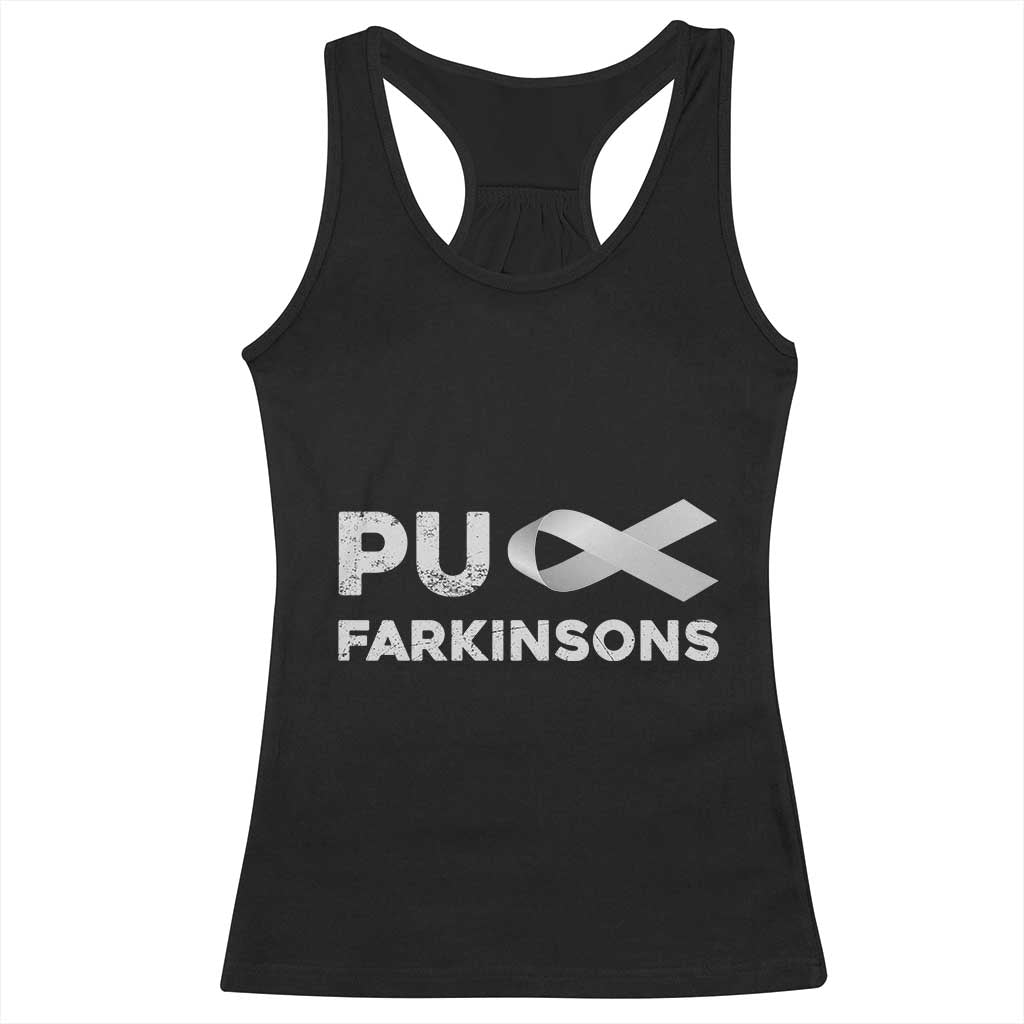 Parkinson's Awareness Racerback Tank Top Puck Farkinsons Parkinson's Silver Gray Ribbon