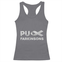 Parkinson's Awareness Racerback Tank Top Puck Farkinsons Parkinson's Silver Gray Ribbon
