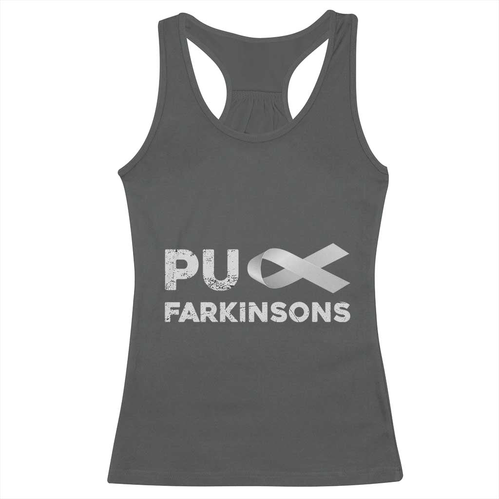 Parkinson's Awareness Racerback Tank Top Puck Farkinsons Parkinson's Silver Gray Ribbon