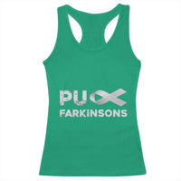 Parkinson's Awareness Racerback Tank Top Puck Farkinsons Parkinson's Silver Gray Ribbon