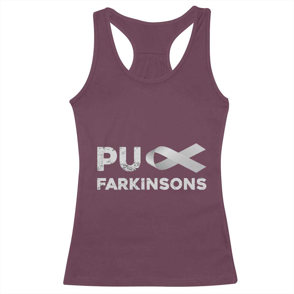 Parkinson's Awareness Racerback Tank Top Puck Farkinsons Parkinson's Silver Gray Ribbon
