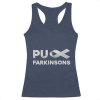 Parkinson's Awareness Racerback Tank Top Puck Farkinsons Parkinson's Silver Gray Ribbon