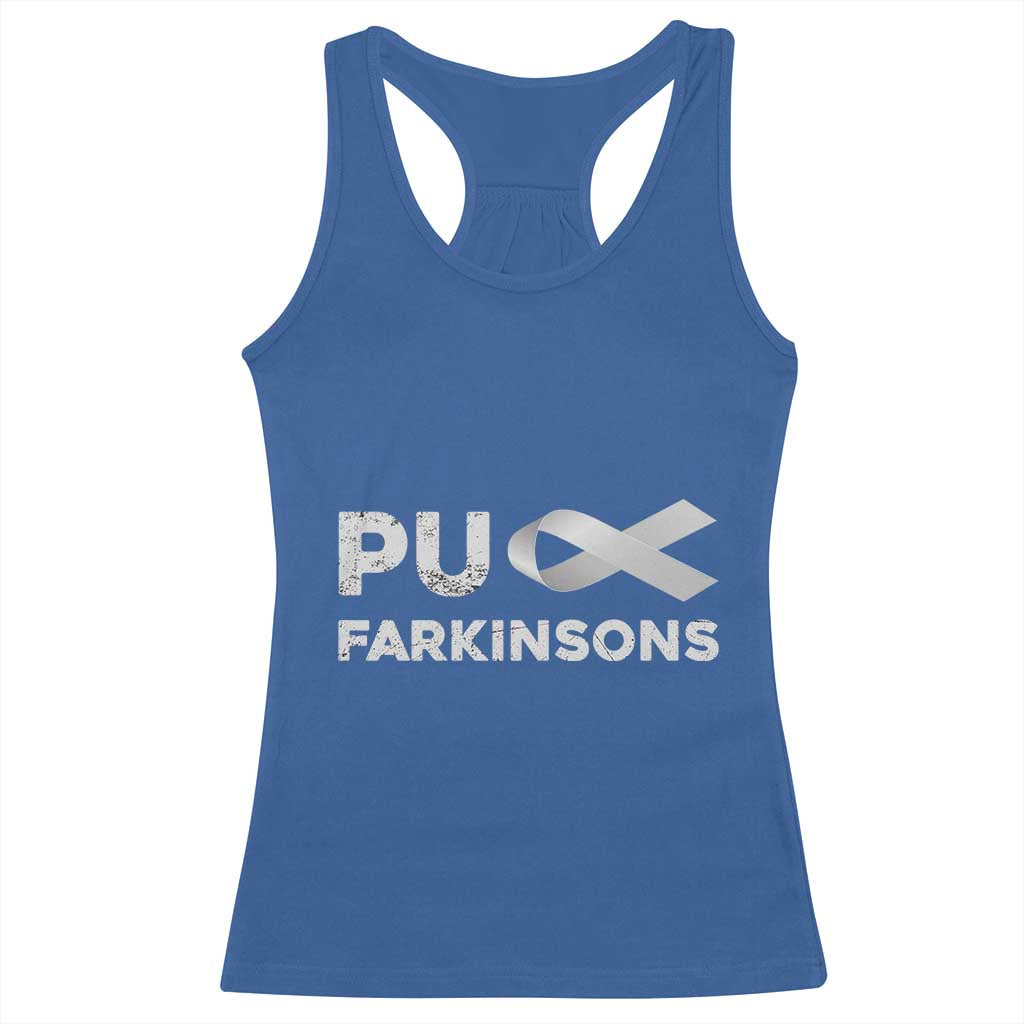 Parkinson's Awareness Racerback Tank Top Puck Farkinsons Parkinson's Silver Gray Ribbon