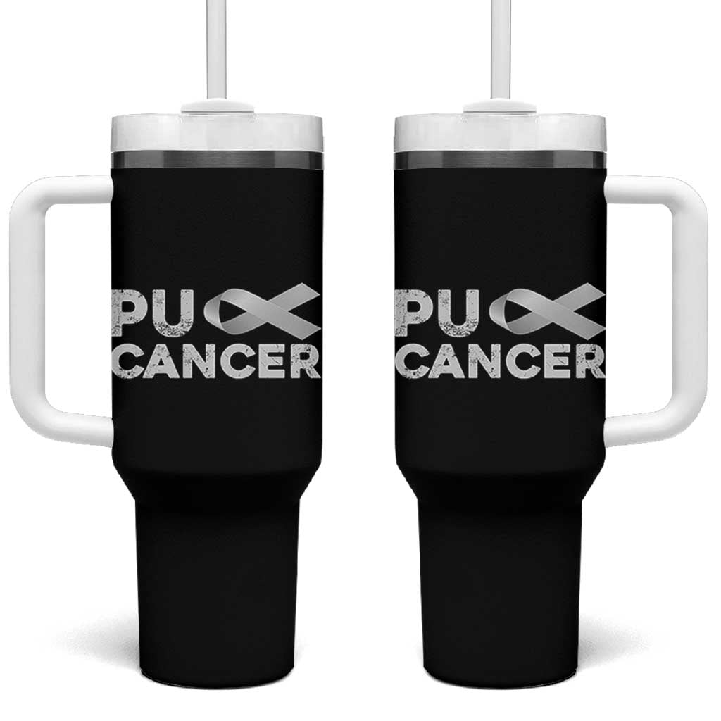 Parkinson's Awareness Tumbler With Handle Puck Farkinsons Parkinson's Silver Gray Ribbon