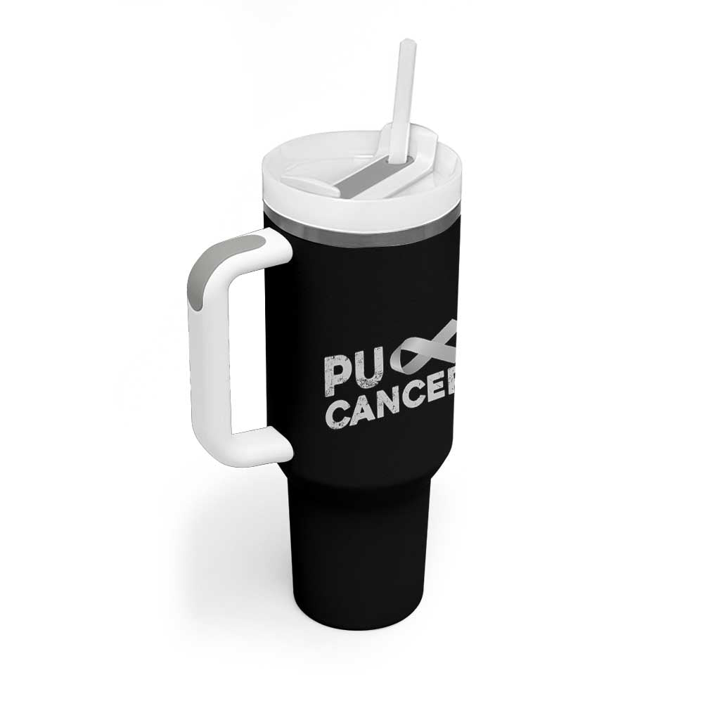 Parkinson's Awareness Tumbler With Handle Puck Farkinsons Parkinson's Silver Gray Ribbon