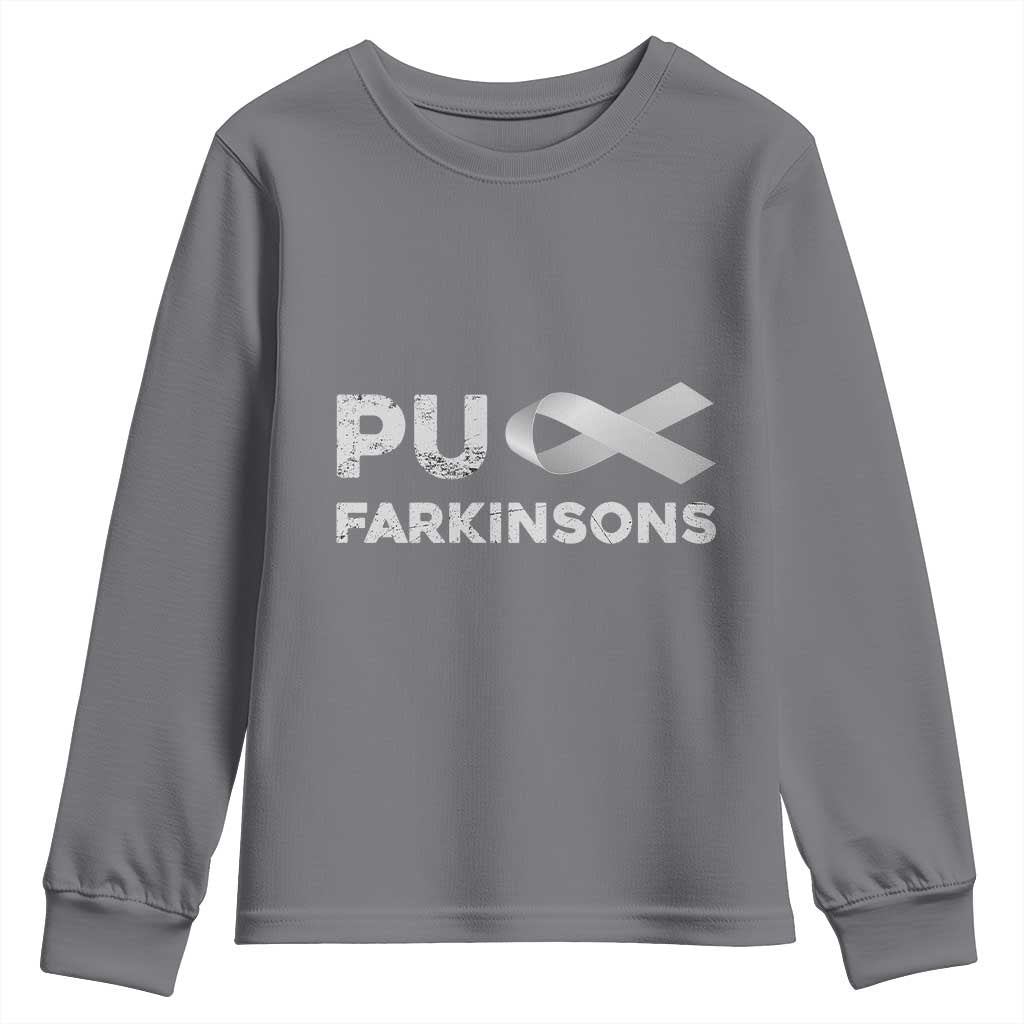 Parkinson's Awareness Youth Sweatshirt Puck Farkinsons Parkinson's Silver Gray Ribbon