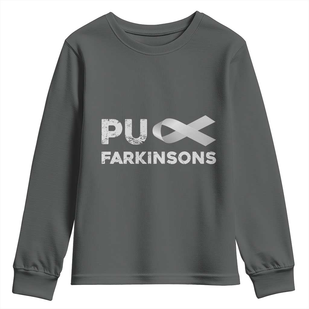 Parkinson's Awareness Youth Sweatshirt Puck Farkinsons Parkinson's Silver Gray Ribbon