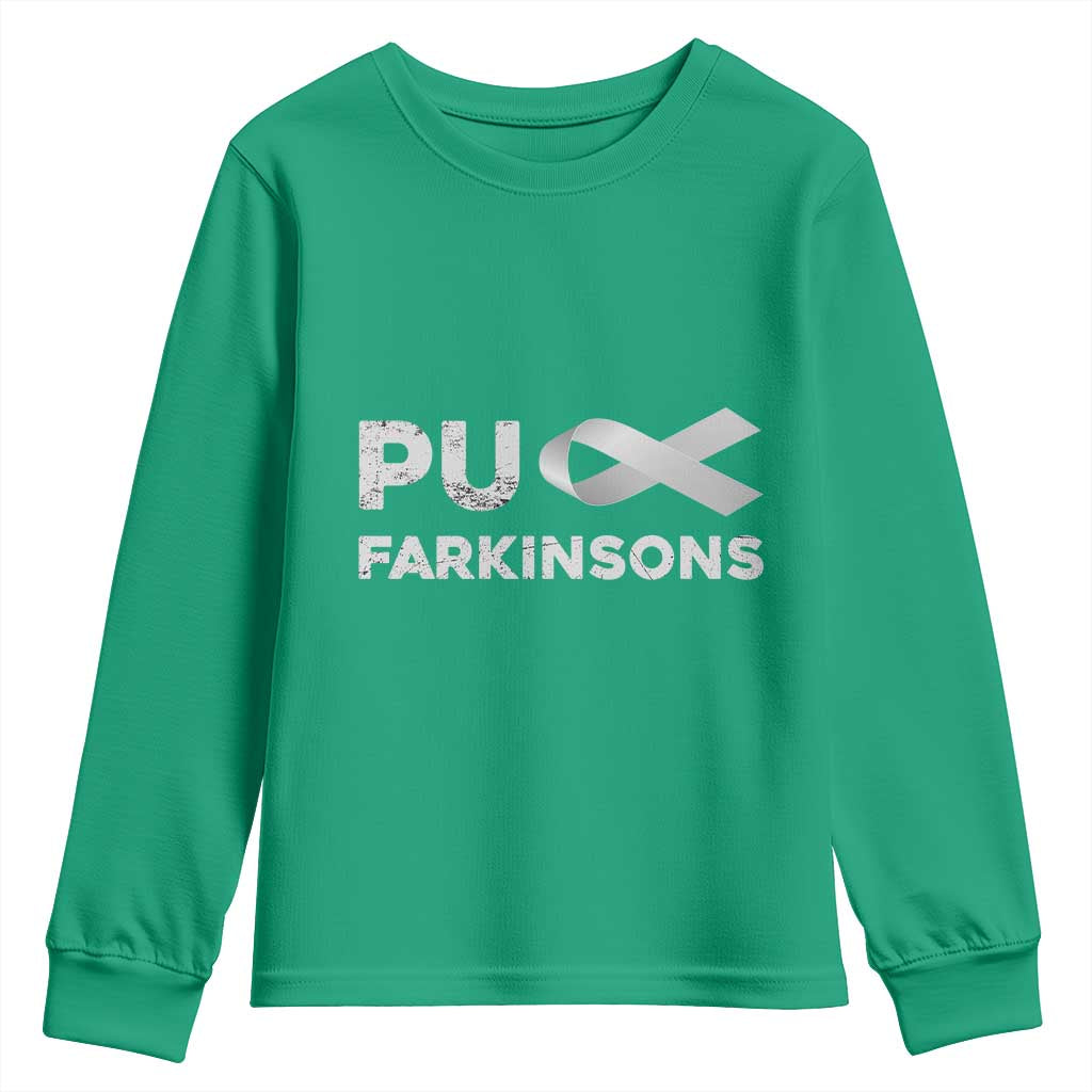 Parkinson's Awareness Youth Sweatshirt Puck Farkinsons Parkinson's Silver Gray Ribbon