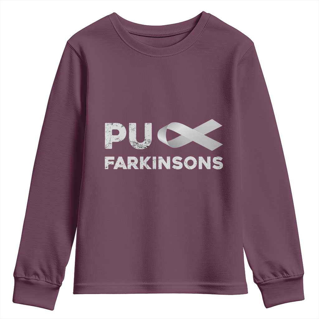 Parkinson's Awareness Youth Sweatshirt Puck Farkinsons Parkinson's Silver Gray Ribbon