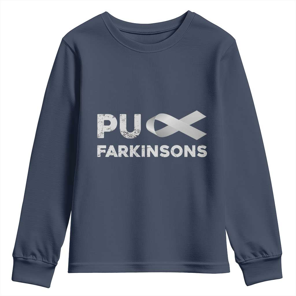 Parkinson's Awareness Youth Sweatshirt Puck Farkinsons Parkinson's Silver Gray Ribbon