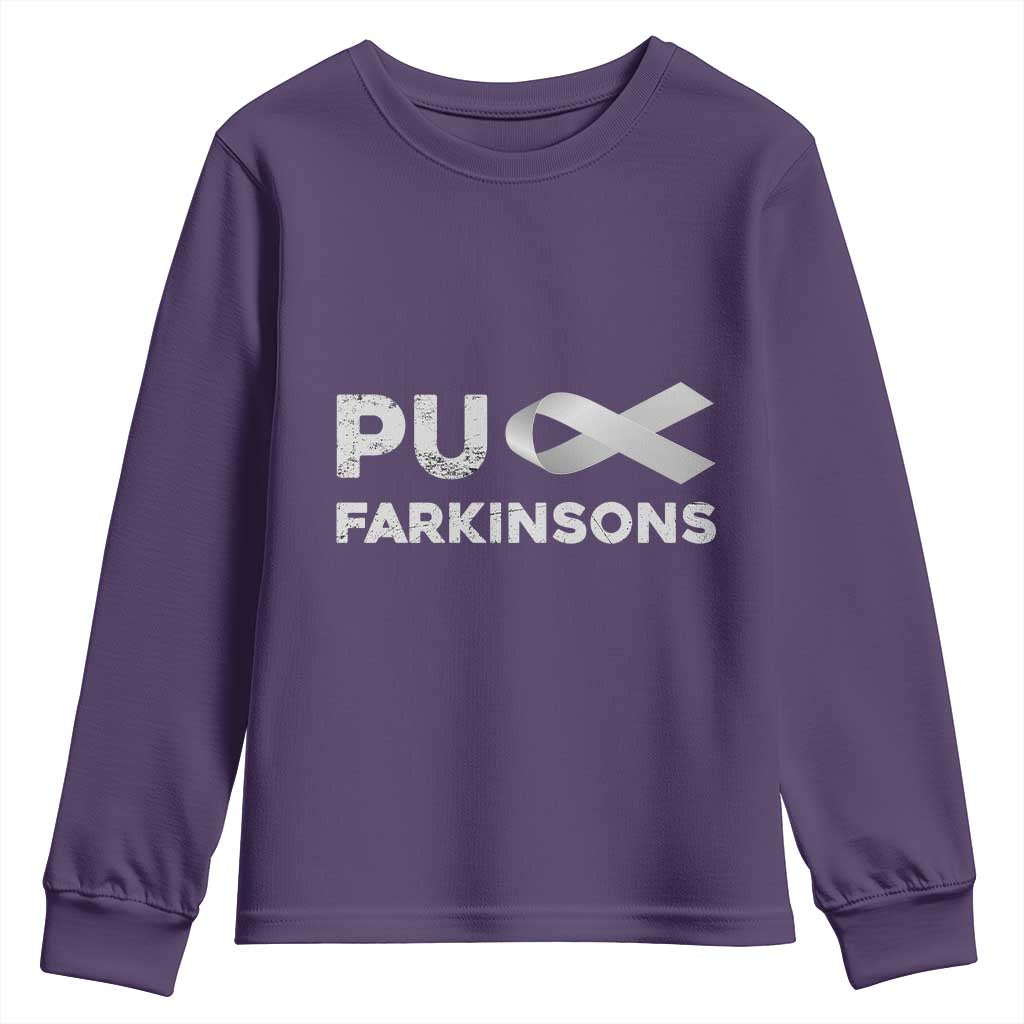 Parkinson's Awareness Youth Sweatshirt Puck Farkinsons Parkinson's Silver Gray Ribbon