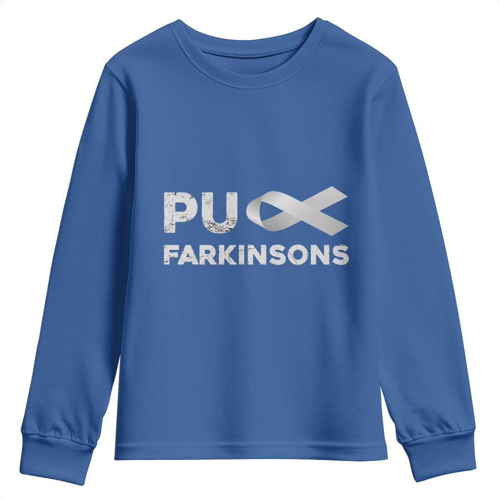 Parkinson's Awareness Youth Sweatshirt Puck Farkinsons Parkinson's Silver Gray Ribbon
