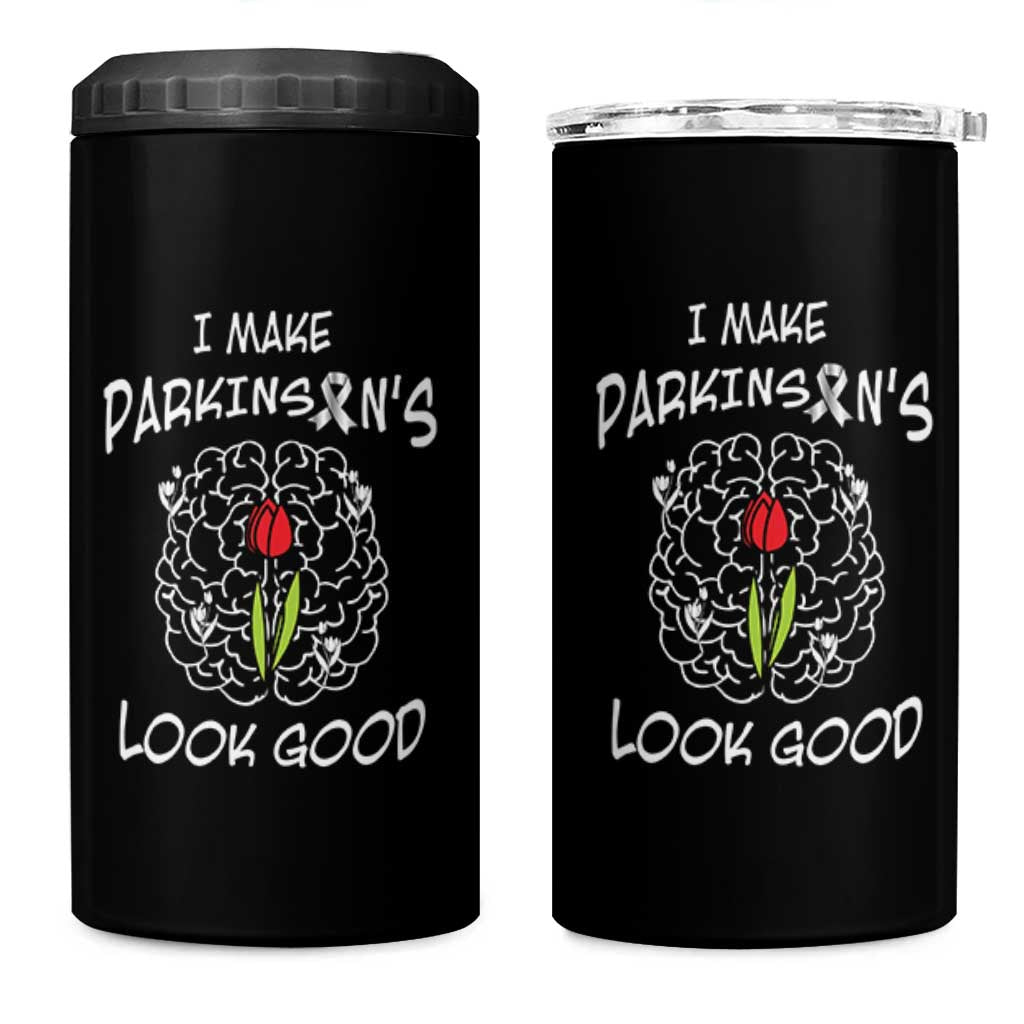 Parkinson's Warrior 4 in 1 Can Cooler Tumbler I Make Parkinsons Look Good Tulip