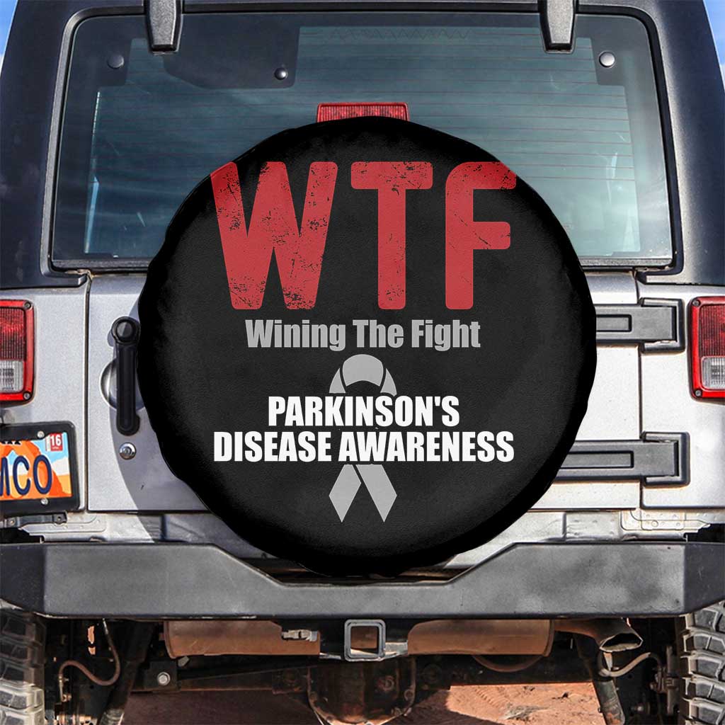 Parkinson's Awareness Spare Tire Cover WTF Winning The Fight Gray Ribbon Support Parkinsons Warriror