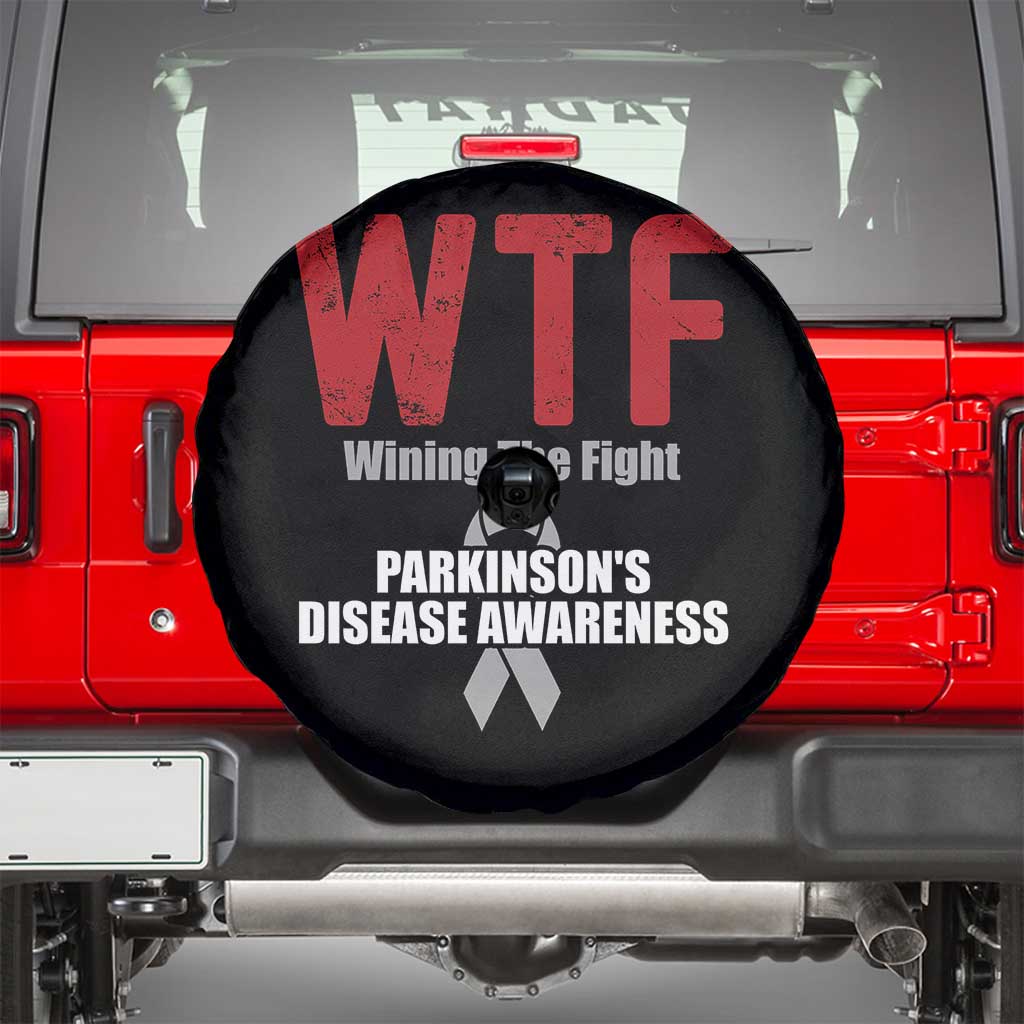 Parkinson's Awareness Spare Tire Cover WTF Winning The Fight Gray Ribbon Support Parkinsons Warriror