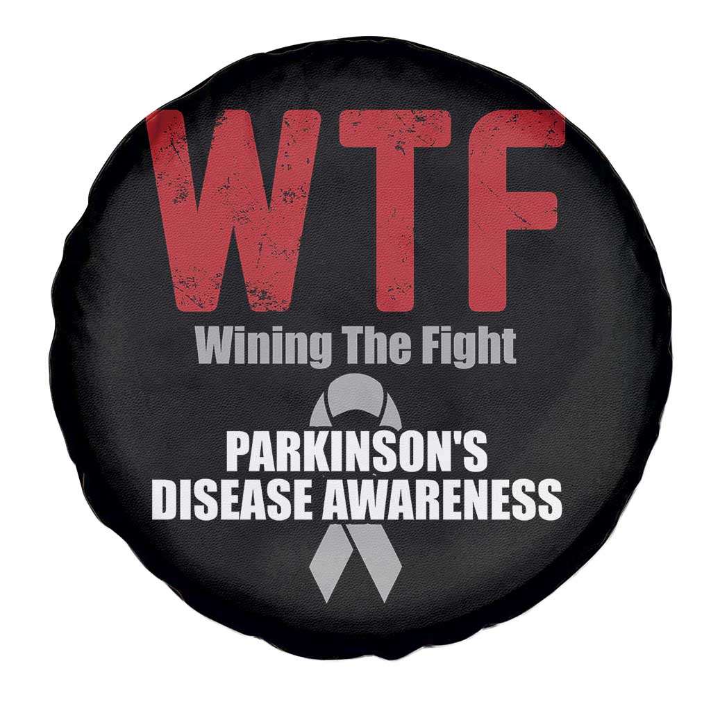 Parkinson's Awareness Spare Tire Cover WTF Winning The Fight Gray Ribbon Support Parkinsons Warriror