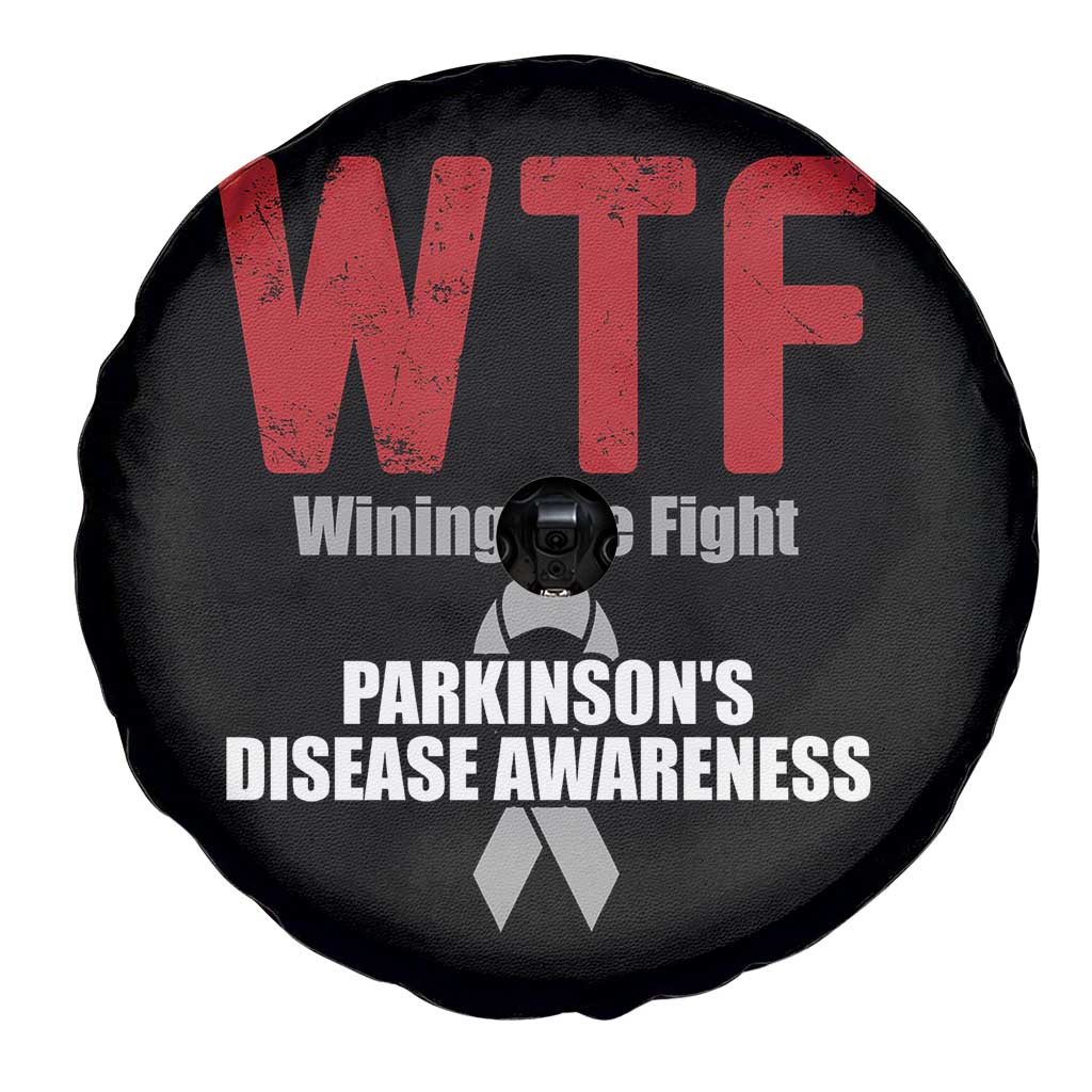 Parkinson's Awareness Spare Tire Cover WTF Winning The Fight Gray Ribbon Support Parkinsons Warriror