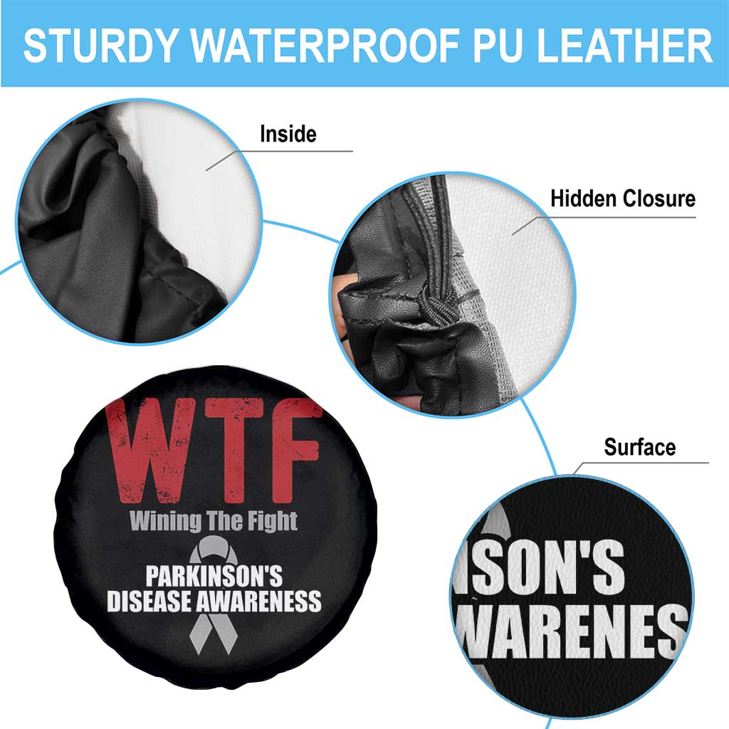 Parkinson's Awareness Spare Tire Cover WTF Winning The Fight Gray Ribbon Support Parkinsons Warriror