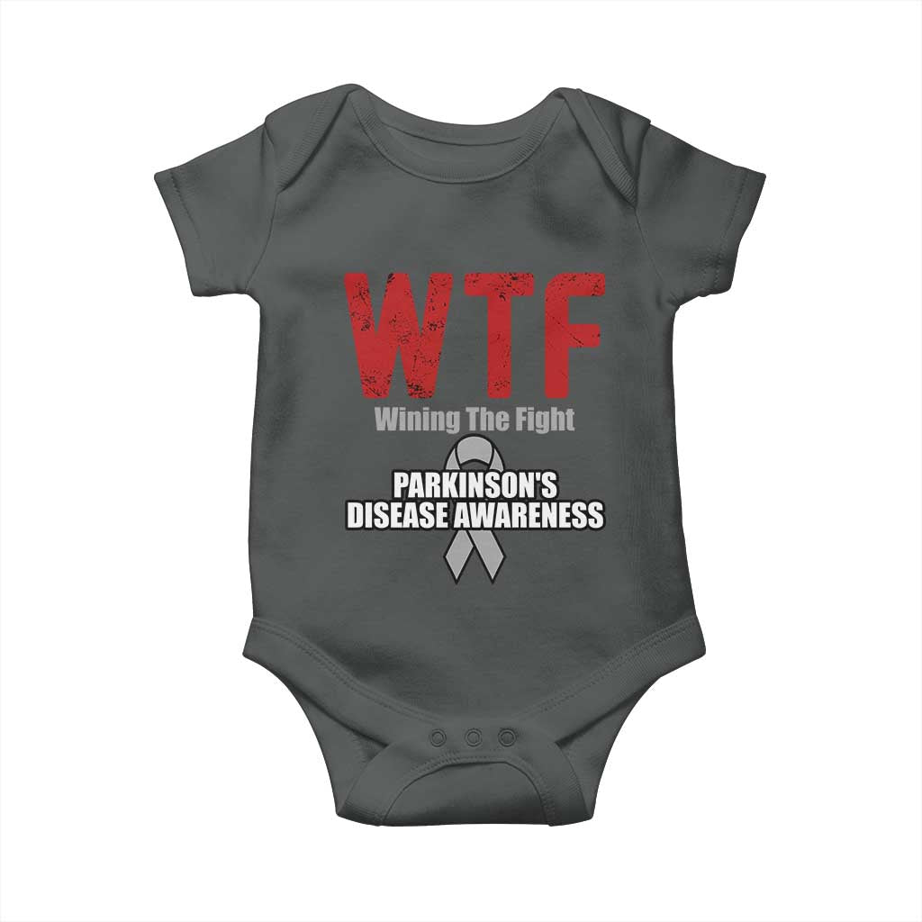 Parkinson's Awareness Baby Onesie WTF Winning The Fight Gray Ribbon Support Parkinsons Warriror