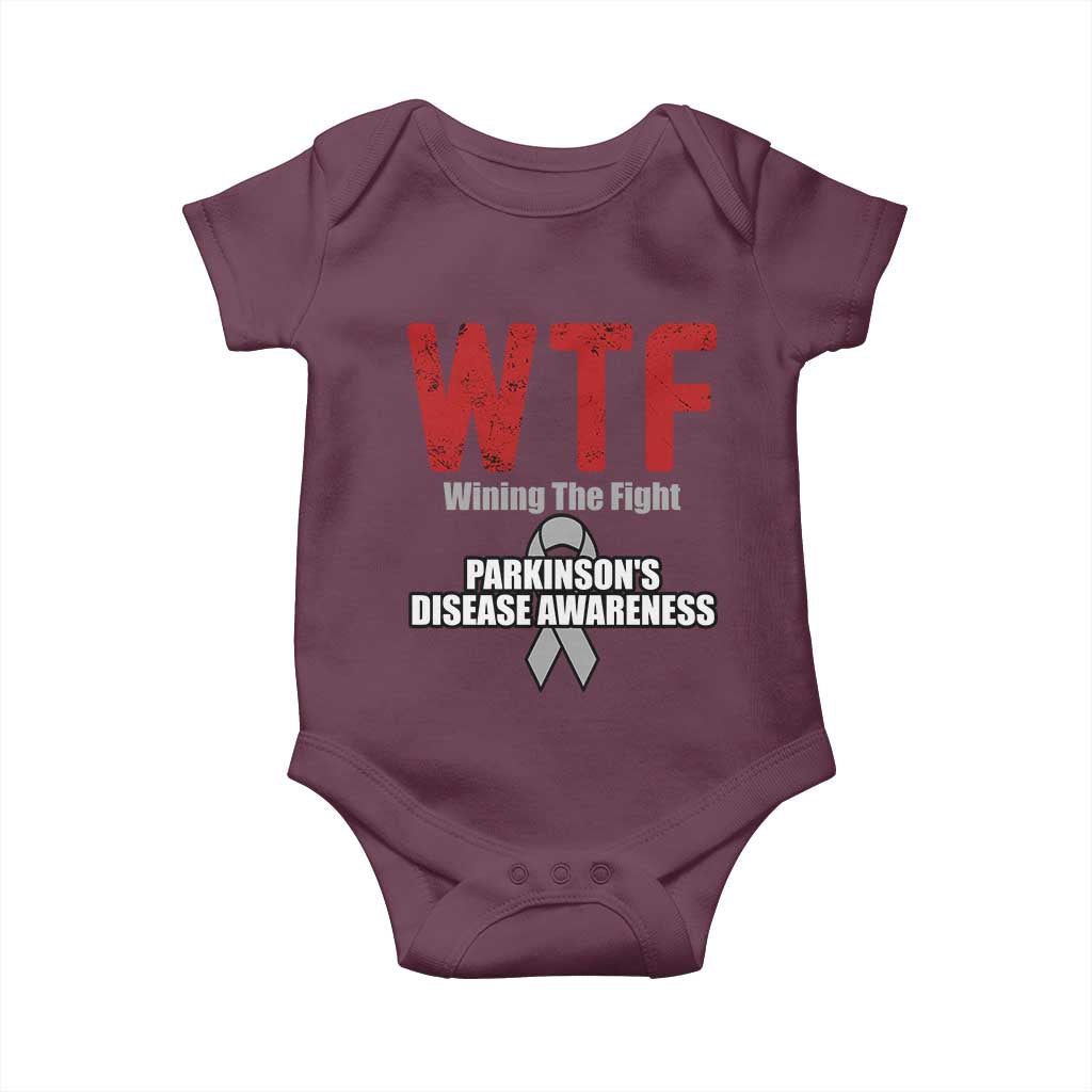 Parkinson's Awareness Baby Onesie WTF Winning The Fight Gray Ribbon Support Parkinsons Warriror