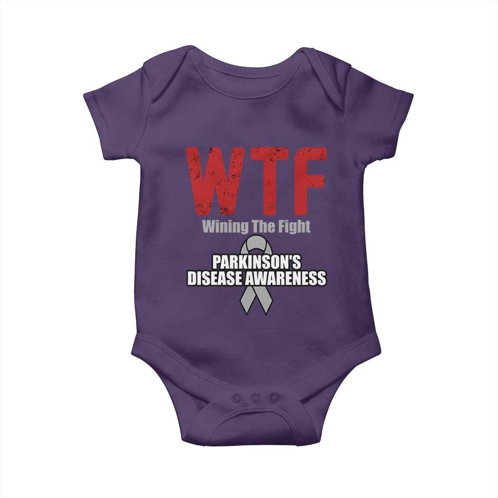 Parkinson's Awareness Baby Onesie WTF Winning The Fight Gray Ribbon Support Parkinsons Warriror