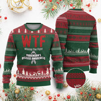 Parkinson's Awareness Ugly Christmas Sweater WTF Winning The Fight Gray Ribbon Support Parkinsons Warriror - Wonder Print Shop