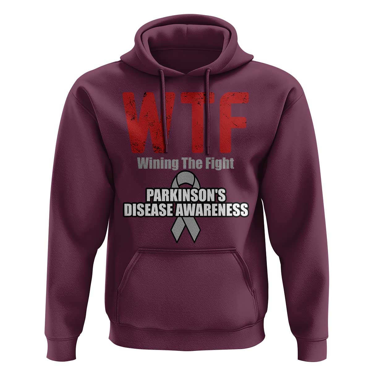 Parkinson's Awareness Hoodie WTF Winning The Fight Gray Ribbon Support Parkinsons Warriror