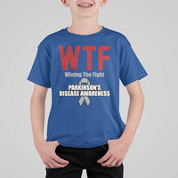 Parkinson's Awareness T Shirt For Kid WTF Winning The Fight Gray Ribbon Support Parkinsons Warriror