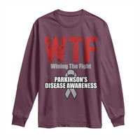 Parkinson's Awareness Long Sleeve Shirt WTF Winning The Fight Gray Ribbon Support Parkinsons Warriror